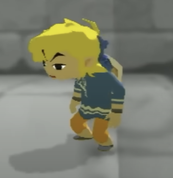 Link from Legend of Zelda, crouching